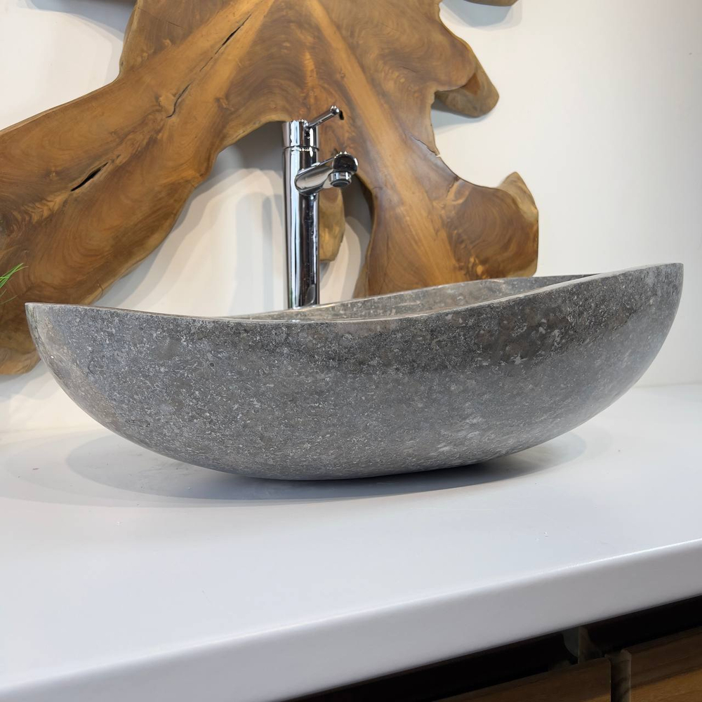 Раковина из мрамора Oval Grey OM-66796 60x40x18 из натурального камня