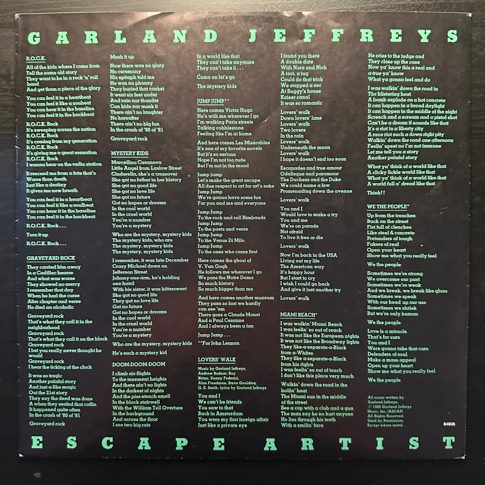 Garland Jeffreys ‎– Escape Artist (Голландия 1981г.)