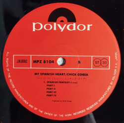 Винтажная виниловая пластинка LP Chick Corea My Spanish Heart (Japan 1976) (Obi)