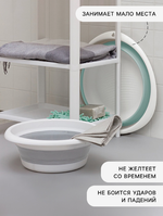 Таз складной «Флекс», 10 л, 39,5×40×5,5 см, цвет морская волна