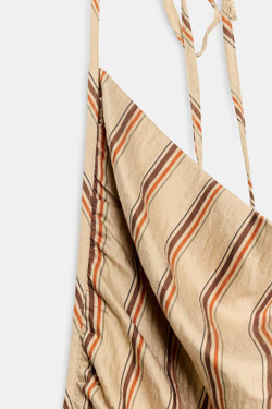 ZARA ТОП В ПОЛОСКУ С ГОРЛОВИНОЙ ХАЛТЕР, БЕЖЕВО-КОРИЧНЕВЫЙ