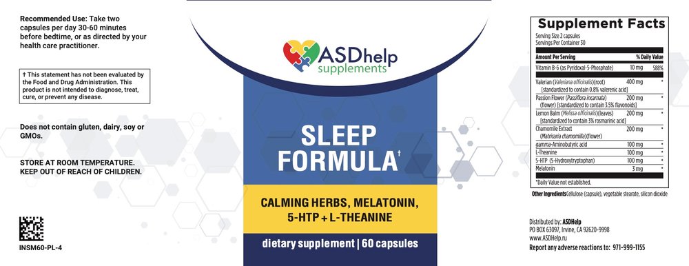 Sleep formula capsules — этикетка (Supplement Facts)
