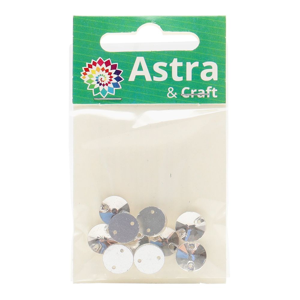 Хрустальные стразы пришивные круглые 10мм, 10 штук Astra&Craft (CY001 прозрачный), 4AR179/180/181