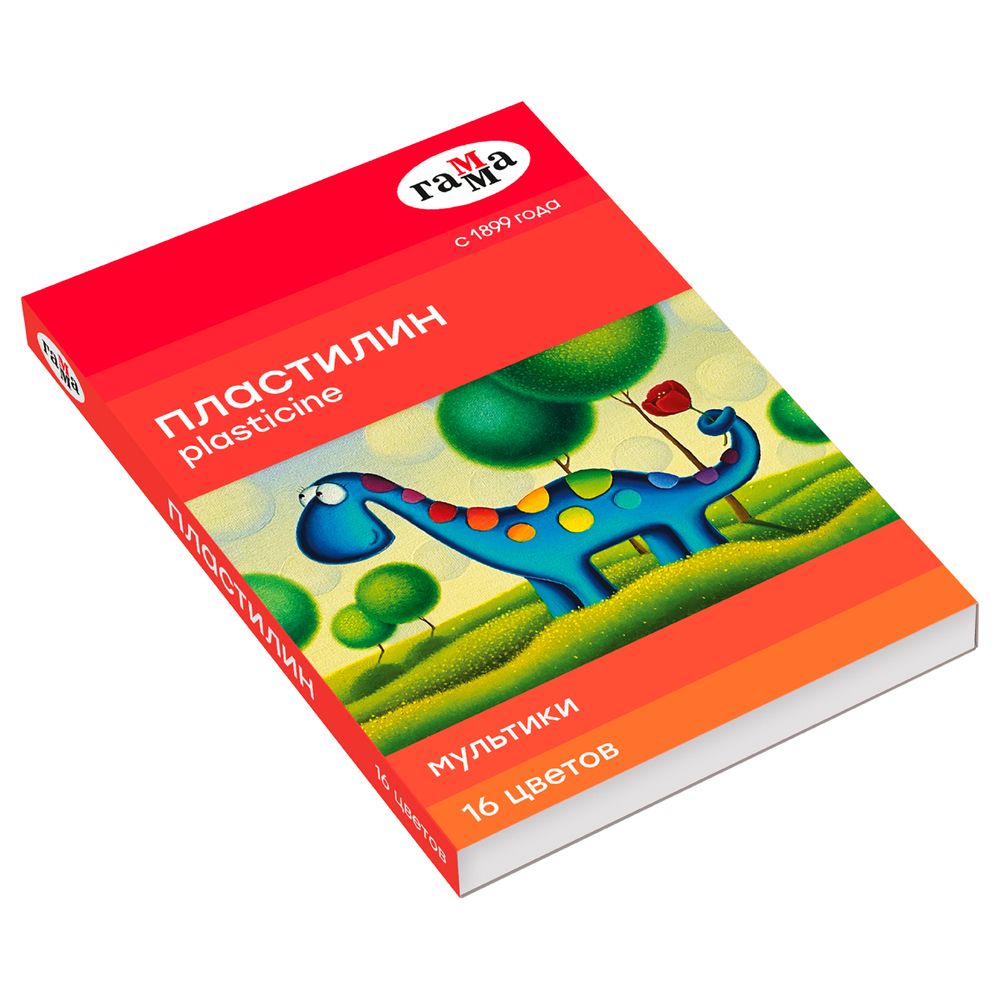 Пластилин 16 цветов Гамма Мультики, 320гр, со стеком, картон.упак.