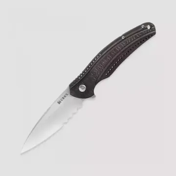 Нож скл. фикс"With Combined Razor-Sharp"кл.белый,рук.титан,клипса
