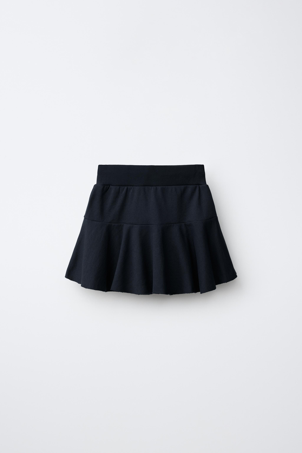 ZARA ЮБКА-ШОРТЫ С ВОЛАНОМ И ВЫШИВКОЙ NY, МОРСКОЙ СИНИЙ
