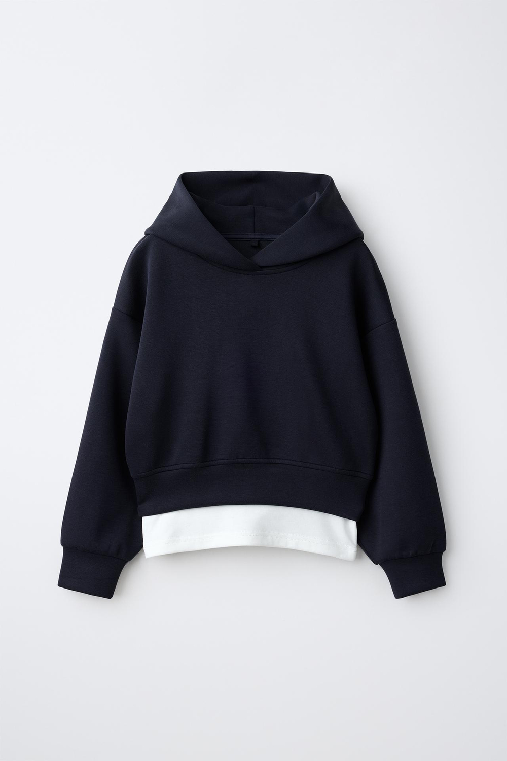 ZARA СПОРТИВНОЕ ХУДИ С КАПЮШОНОМ И ДВОЙНЫМ НИЗОМ, ГЛУБОКИЙ СИНИЙ