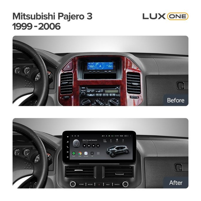 Магнитола для Mitsubishi Pajero 3, Montero 3 1999-2006 - Teyes LUX ONE 360 монитор 12.3" 2K QLED на Android 10, Быстрая, CarPlay, 4G SIM-слот, 4 камеры в комплекте