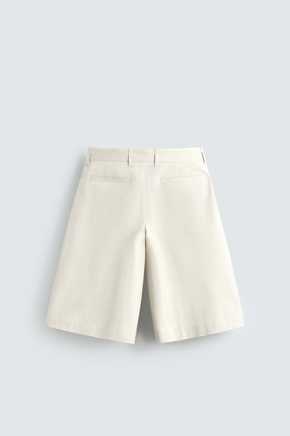 ZARA ШОРТЫ WIDE FIT С ЗАЩИПАМИ, ЖЕЛТОВАТО-БЕЛЫЙ