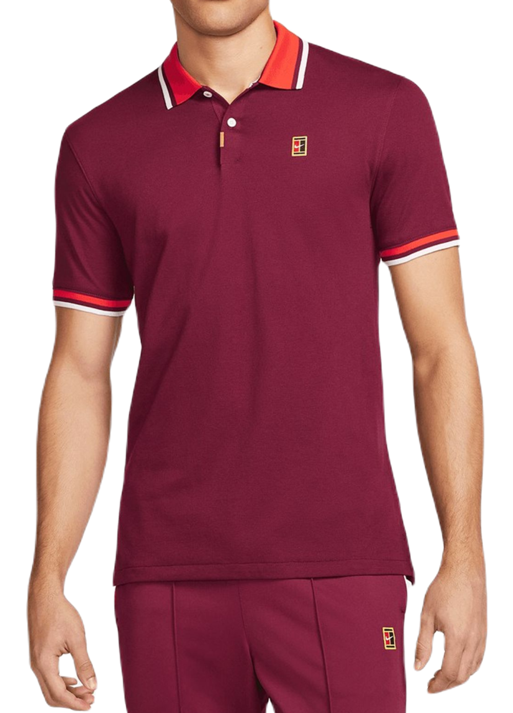 Мужское поло теннисное Nike Polo Dri-Fit Heritage Slim2 - dark beetroot