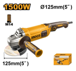 Угловая шлифовальная машина (УШМ) INGCO AG150028 INDUSTRIAL 125 мм 1,5 кВт