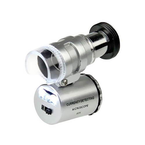 Микроскоп Kromatech 60x мини, с подсветкой (2 LED) и ультрафиолетом (9882)