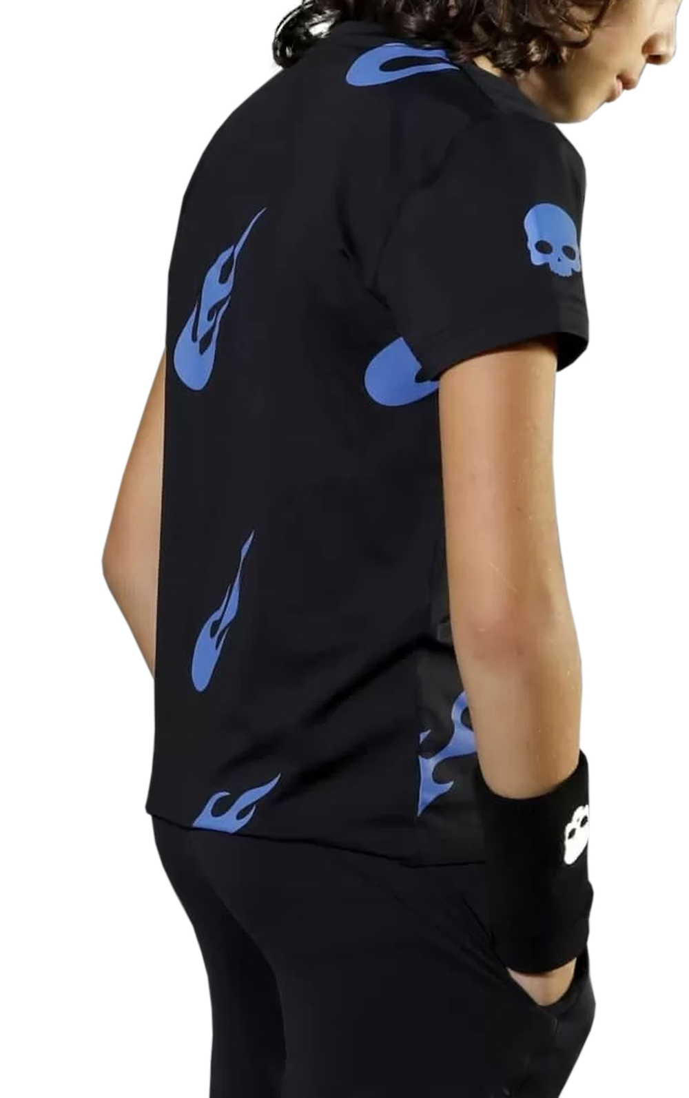 Футболка для мальчика теннисная Hydrogen Flames tech Tee - black/yellow fluo