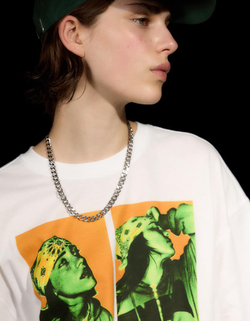 BERSHKA Футболка с коротким рукавом и принтом Billie Eilish, белый