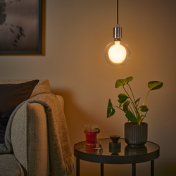 IKEA MOLNART  (ИКЕА МОЛНАРТ)  -  Лампа светодиодная E27 200 люмен - шар двойной, прозрачное стекло 150 мм