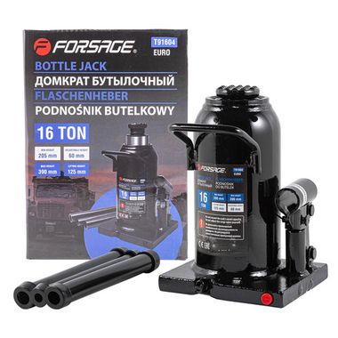 Домкрат бутылочный 16т с клапаном (h min-125мм, h max-390мм) Forsage F-T91604(Euro)
