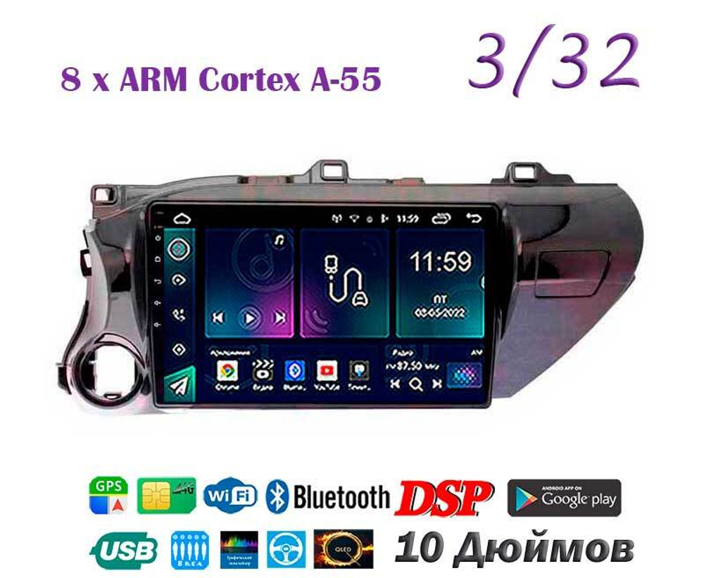Topway TS18 3+32GB 8 ядер для Hilux 2015 - 2020 (лев)