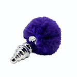 Анальная пробка Metal Anal Fluffly Twist Plug S с фиолетовым хвостиком (Цвет: фиолетовый)