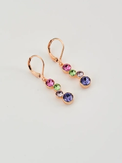 Серьги-подвески Эльза с разноцветными кристаллами Swarovski