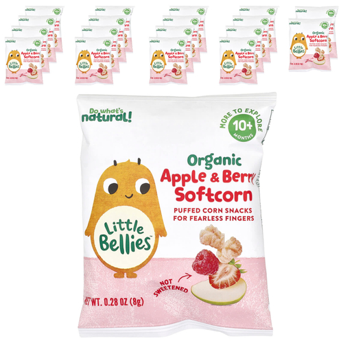 Little Bellies, Органическое яблоко и ягоды, мягкая кукуруза, от 10 месяцев, 18 пакетиков по 8 г (0,28 унции)