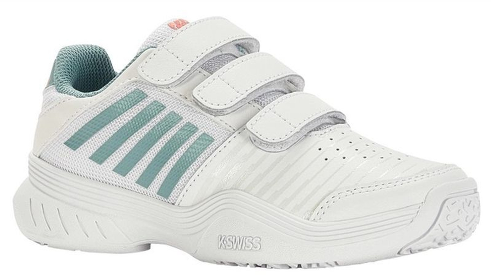 детские Кроссовки теннисные K-Swiss Court Express Strap Omni - white/nile blue/desert flower