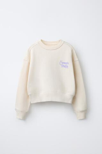 ZARA ТОЛСТОВКА С ТЕКСТОВЫМ ПРИНТОМ, ЦВЕТ ЛЬДА