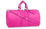 LOUIS VUITTON Keepall Coated Canvas With Leather Travel Bag, Crossbody Bag, One Shoulder Handbag Men"s Rose Red