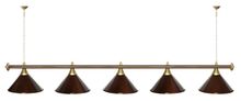Лампа STARTBILLIARDS 5 пл. (плафоны голубые,штанга голубая,фурнитура золото)