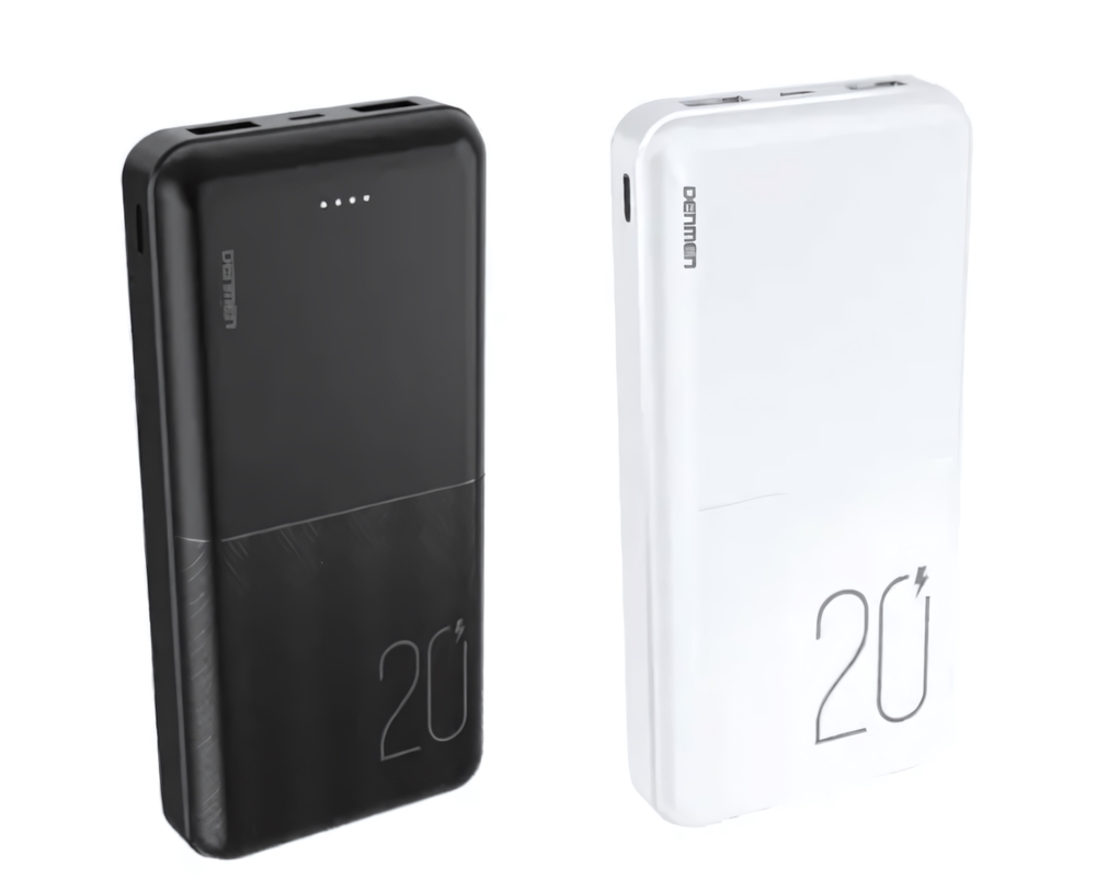 Внешний аккумулятор DENMEN DP07 20000mAh, 2.1A, MicroUSB/Type-C+2xUSB Black