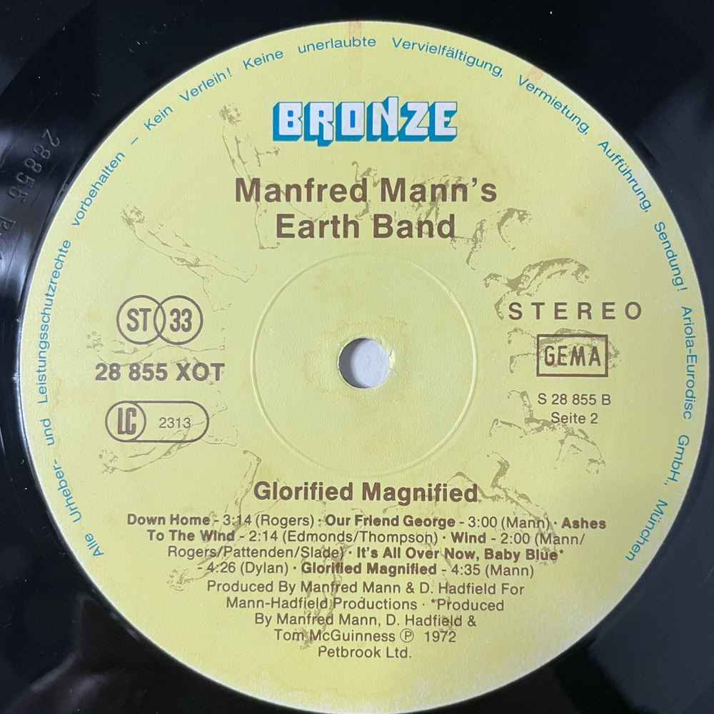 Винтажная виниловая пластинка LP Manfred Mann Earth Band, Glorified Magnified (Германия 1977)