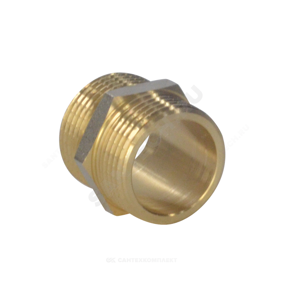Ниппель латунь никель Ду 20 (3/4") НР 9022 ГОСТ 32585-2013 Aquasfera 9022-02