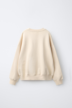 ZARA ОДНОТОННАЯ ТОЛСТОВКА HEAVY WEIGHTЖ, КРЕМОВЫЙ