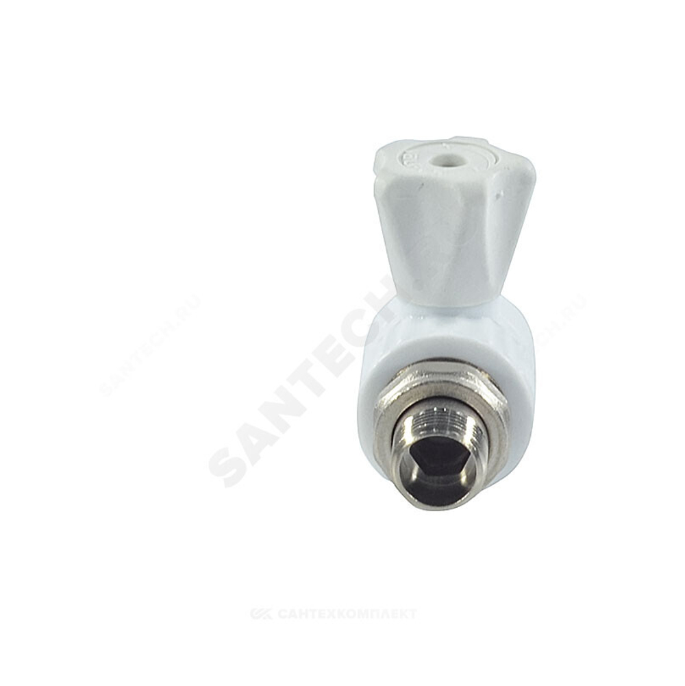 Кран шаровой PP-R белый Дн 25х3/4" НР угловой для радиатора VALFEX 10148025