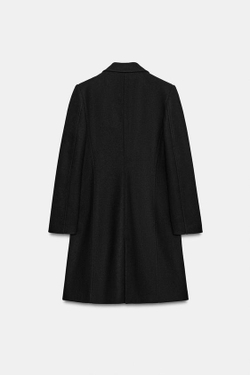 ZARA ПАЛЬТО ИЗ МЯГКОЙ ТКАНИ С ПОДПЛЕЧНИКАМИ, ЧЕРНЫЙ