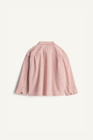 ZARA ХЛОПКОВАЯ РУБАШКА - LIMITED EDITION, ЭКРЮ/КРАСНЫЙ