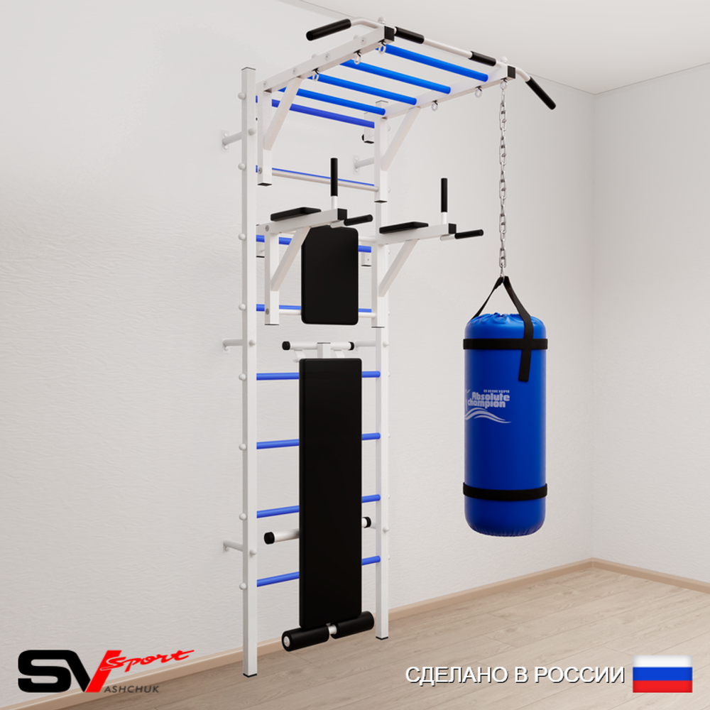 Шведская стенка Sv Sport усиленная 6242 (Турник рукоход/Брусья/Скамья/Цепь/Мешок 22кг)