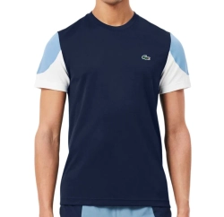 Мужская теннисная футболка Lacoste Sport Printed Colour-Block - navy blue/blue/white