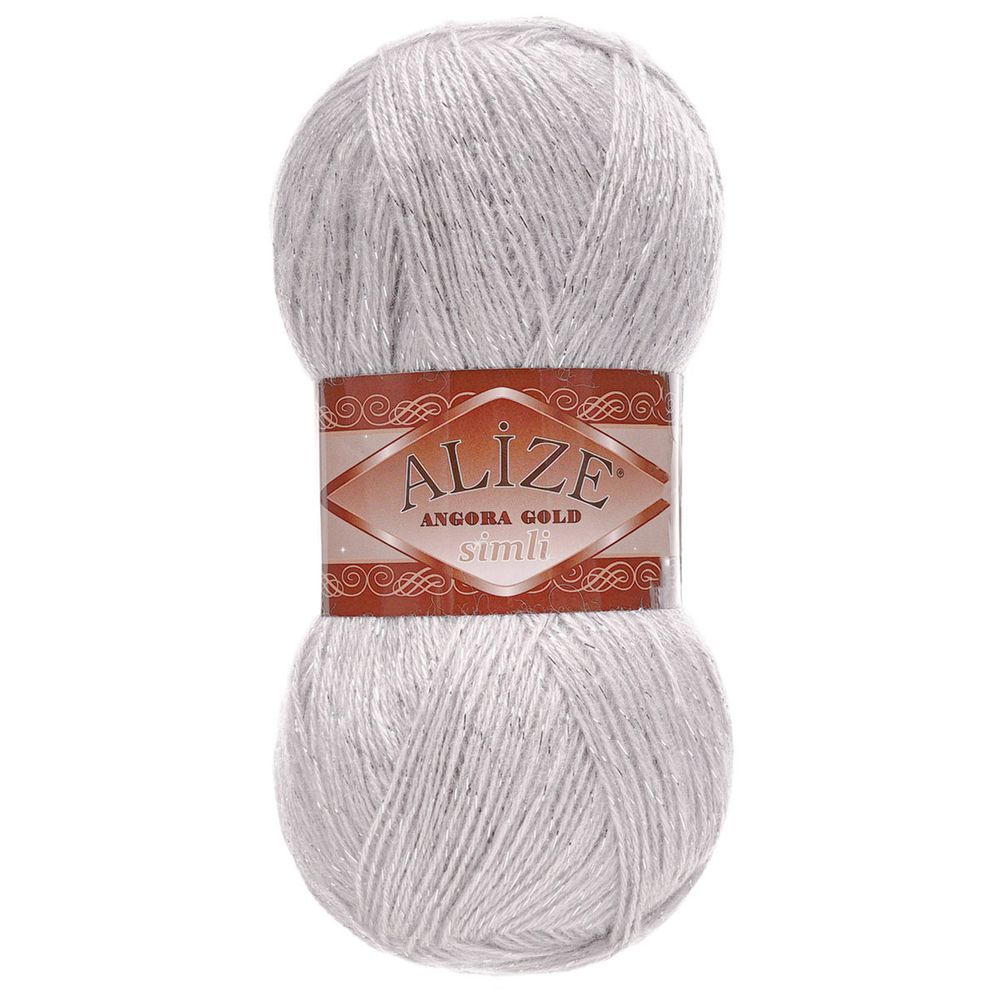 Пряжа Alize (Ализе) Angora Gold Simli / уп.5 мот. по 100 г, 500м, 168 белая зима A