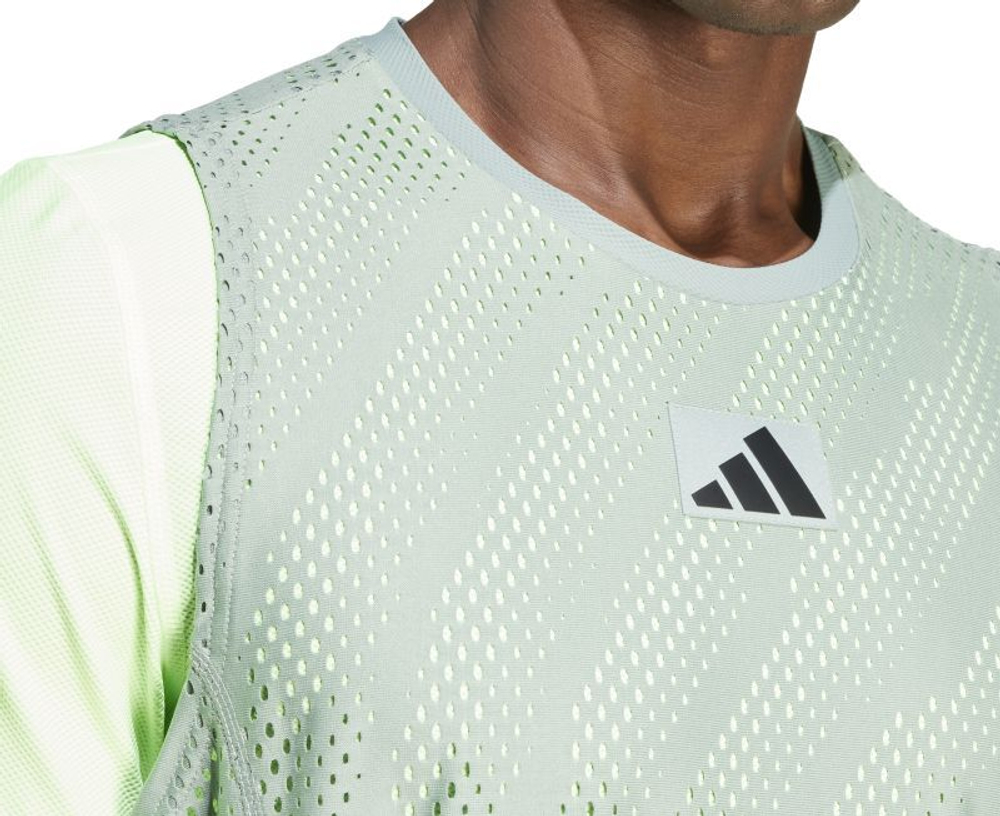 Мужская теннисная футболка Adidas Tennis T-Shirt Pro Layering - silver green/green spark