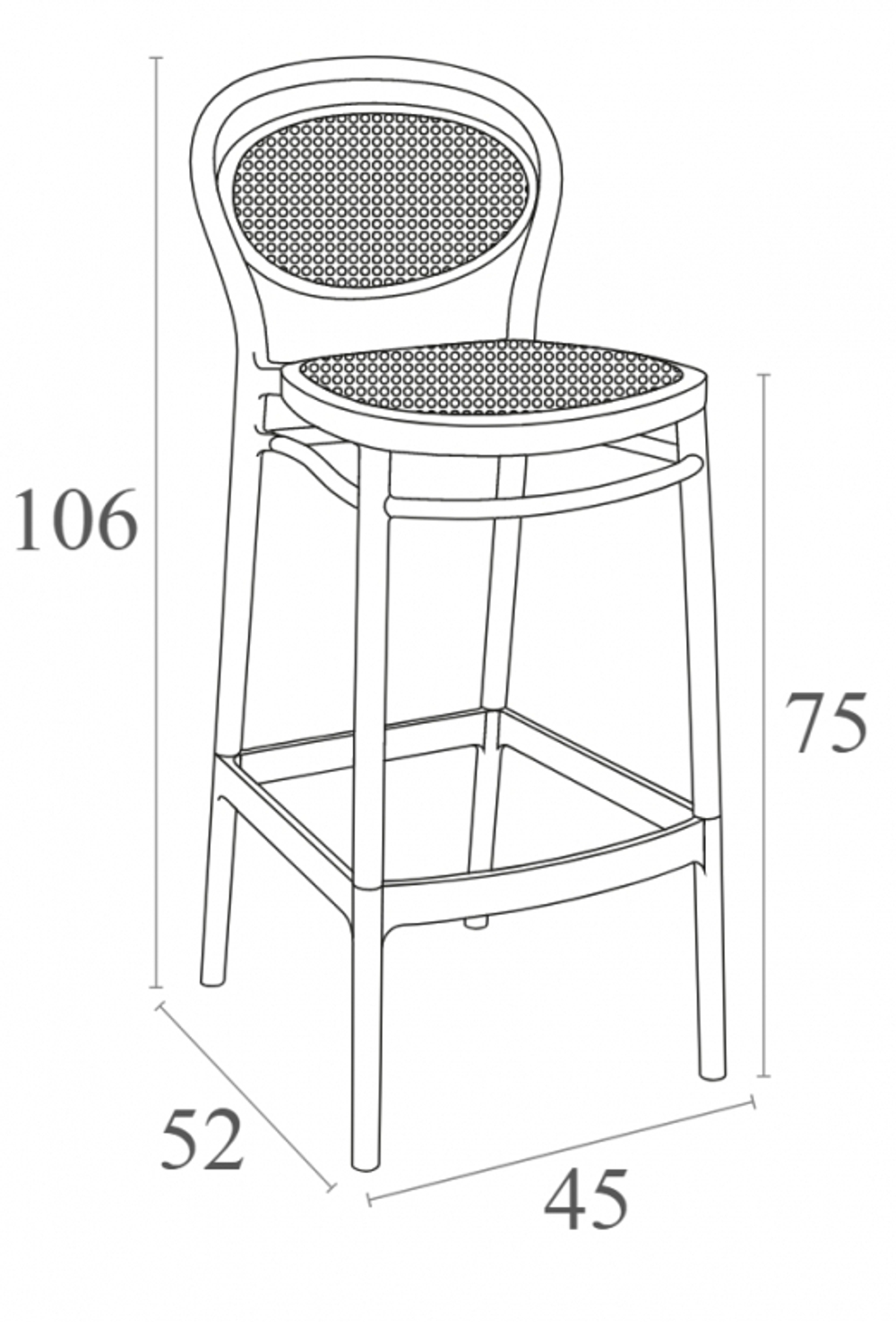 Стул пластиковый барный Marcel Bar 75