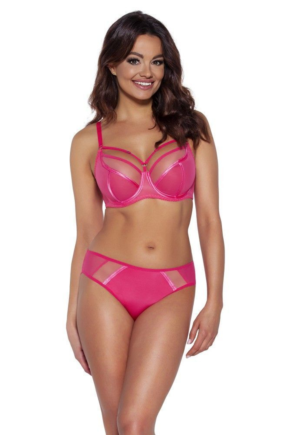 Коралловый бюстгальтер на косточках plus size с декоративными бретелями (Размер: 75K) (Цвет: коралловый)