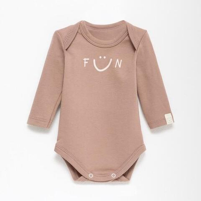 Боди с дл. рукавом "Fun" р.62-68 см, бежевый 9539125 (Крошка Я)