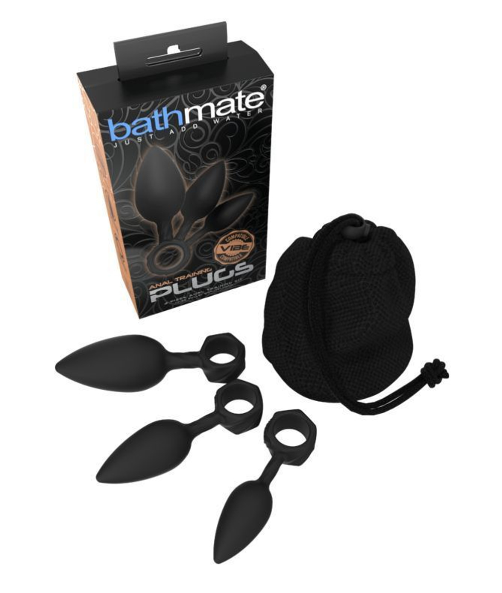 Набор анальных плагов Bathmate Anal Training Plugs, силикон, чёрный