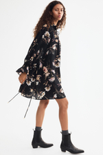 Платье-туника с поясом — Чёрный/С цветочным узором — H&M 1352094
