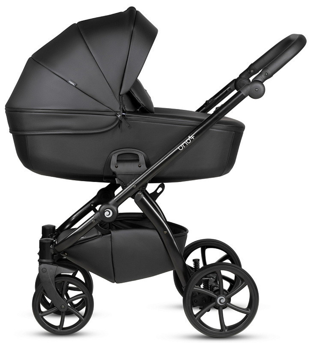 Детская коляска Tutis Uno 5 Plus Leather collection 3 в 1 с автокреслом Elo Lux EduSky Black 1402699 Jet Black