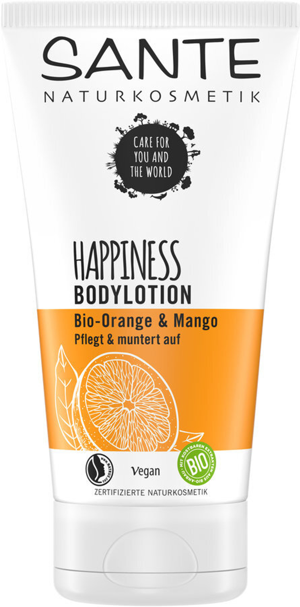 Лосьон для тела Happiness с органическим апельсином и манго Sante, 150 мл