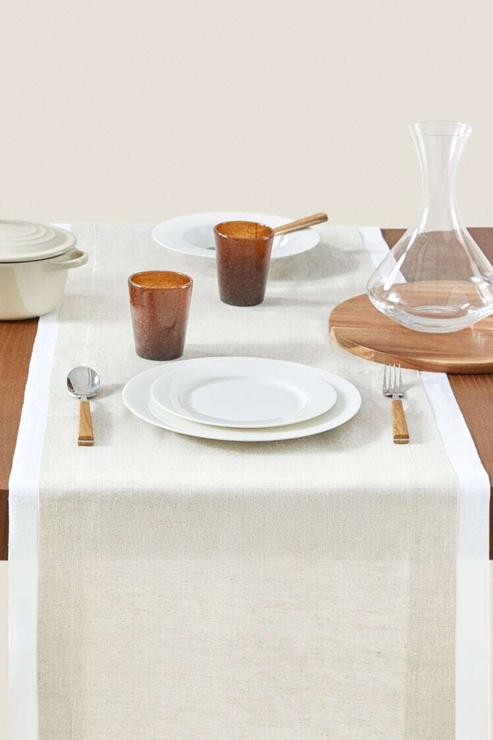 ZARA HOME ДВУХСЛОЙНАЯ НАСТОЛЬНАЯ ДОРОЖКА, ЭКРЮ