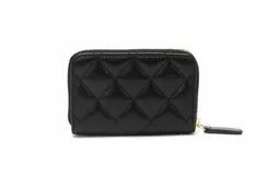 Кошелек для карт и монет женский Chanel на молнии черный