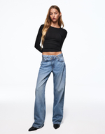 Женский лонгслив с круглым вырезом - BERSHKA