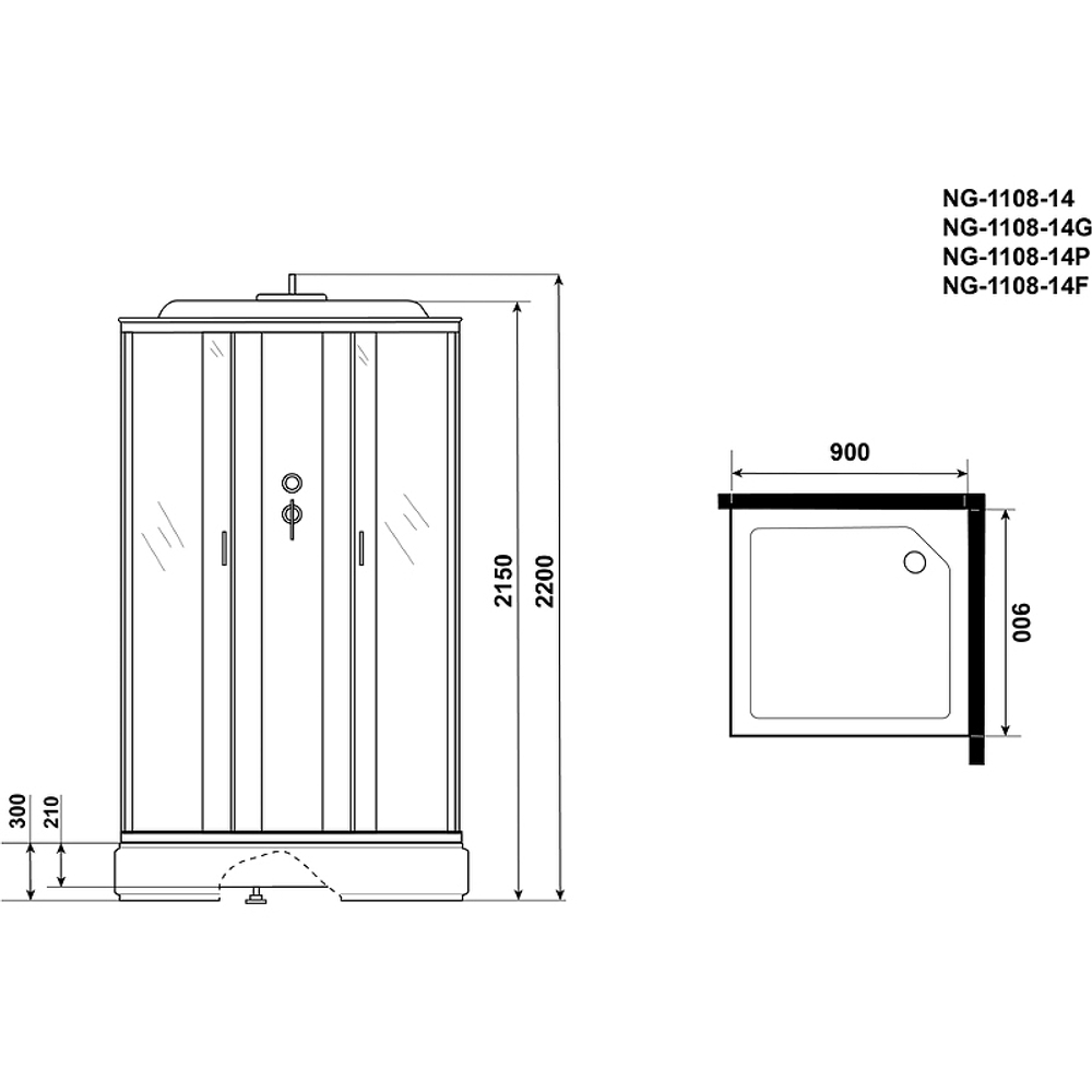 Душевая кабина Niagara Classic 90x90 NG-1108-14G с гидромассажем